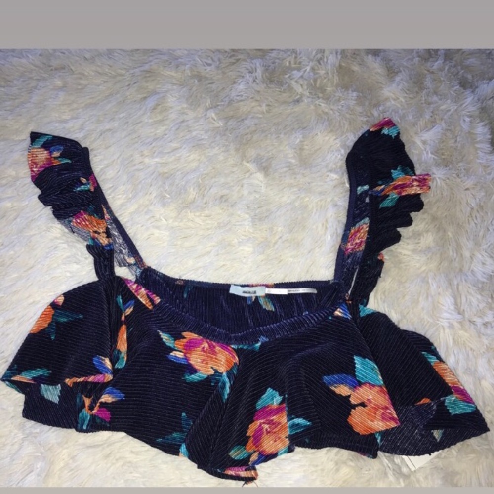 Kimchi Blue Floral Cropped Ruffle Cami